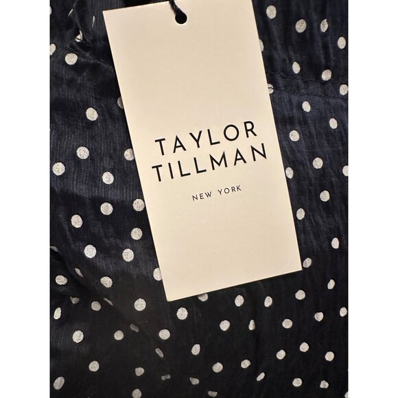 Taylor Tillman New York Gabrielle Navy Polka Dot Tiered Midi Skirt M $215 - Picture 2 of 6
